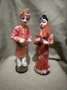 Vintage Handmade Terracotta Clay Indian Dolls Figurine Man Women Sculpture 13” - Picture 1 of 13