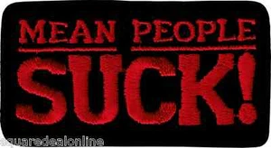 Aufnäher - Mean People Suck rot schwarz Humor Spruch lustig Punk 3,5" Bügelbild #20271 - Bild 1 von 1
