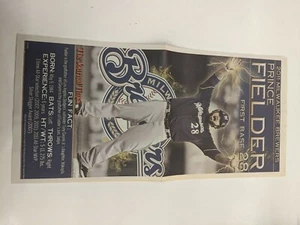 Prince Fielder - 2011 Milwaukee Brewers #28 - MLB Baseball Newspaper Poster - Picture 1 of 1