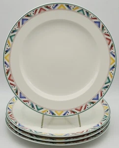 Villeroy & Boch Indian Look Dinner Plates (4) 26.5cm Luxembourg Geometric Border - Picture 1 of 18