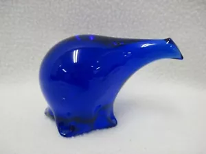 COBALT BLUE POLAR BEAR FIGURINE / PAPERWEIGHT HAND BLOWN GLASS 3.5 X 2 X 2.25" - Bild 1 von 6