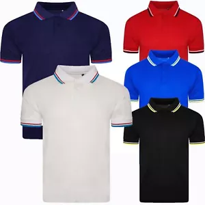 Mens Tipping Polo Shirt Short Sleeve Casual Work Wear Uniform Pique Golf Tee Top - Picture 1 of 6