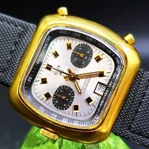 Vintage ELGIN "TV" Heuer 1970'S Lemania Chronograph Automatic Rare Men's Watch ! - Picture 1 of 3