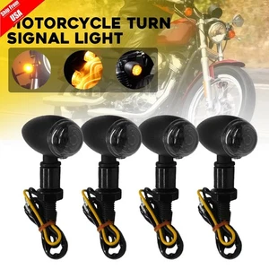 4x Motorcycle LED Turn Signals Lights Smoked For Harley Chopper Bobber Sportster - Picture 1 of 15