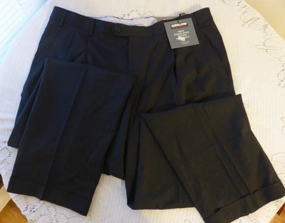 40/32 Black Wool Dress Pants  Pleated Classic Kirkland Signature - Made in Italy - Image 1 of 4