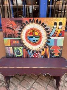 Jackie Black Original Gemälde Navajo Sunface Kachina 24”x36” jb578 - Bild 1 von 6