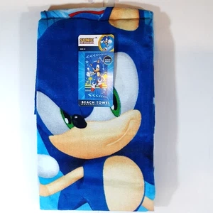 Toalla de playa SONIC The Hedgehog nueva con etiquetas toalla de baño sónica de algodón suave de 28" x 58" NUEVA - Imagen 1 de 5