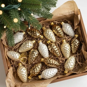 Vintage Style Glass Pinecone Christmas Ornament Set - Picture 1 of 13