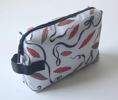 MAC COSMETICS Makeup Bag Case By Rebecca Moses - NUDE - Illustrated Lip Pattern - Image 1 of 4