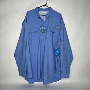 NEW Columbia Bahama Blue Fishing Vented Shirt Adjustable Sleeves Men's 3XL 3XT - Bild 1 von 9