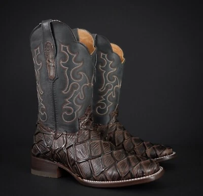 BOTAS VAQUERAS RODEO HOMBRE ESTAMPADO PEZ WESTERN PUNTERA CUADRADA BOTAS MAR Y TIERRA RW Foto 1 de 2