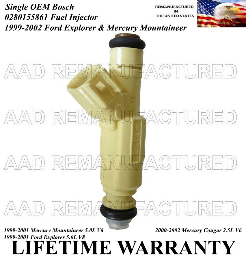 OEM Bosch Genuine Single Fuel Injector For 2000-2002 Mercury Cougar 2.5L V6 - Image 1 of 1