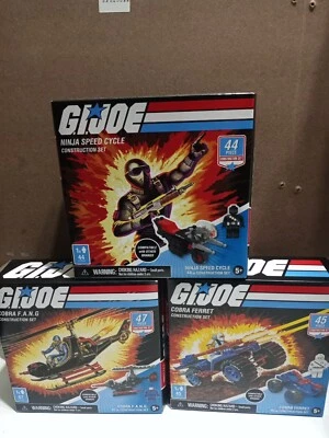 Lot of 3 G.I. Joe Construction Set Ninja Speed Cycle Ferret Cobra F.A.N.G New - Image 1 of 4