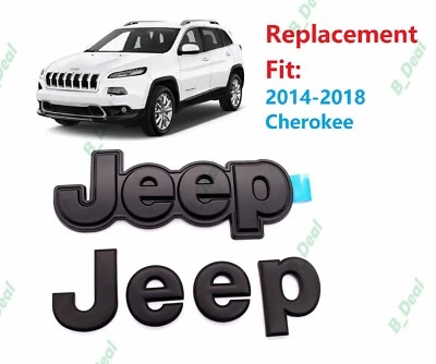 Emblema dianteiro traseiro Jeep preto fosco adequado para 2014-2018 Cherokee - Imagem 1 de 3