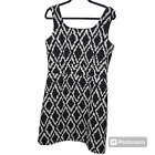 John Meyer Geometric Print Sheath Dress Womens Size 12 Black White Sleeveless 