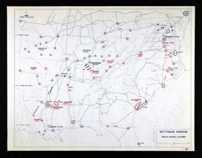 West Point Civil War Map Gettysburg Campaign General Situation June 1, 1863 PA - Image 1 of 4