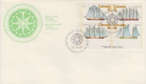 CANADA #744-747 12¢ SAILING VESSELS LL PLATE BLOCK FIRST DAY COVER - Picture 1 of 1
