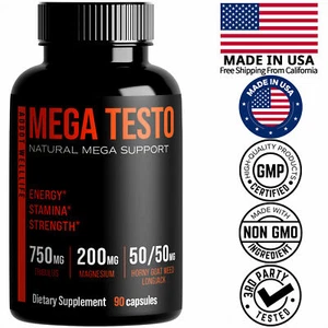 Mega testo, horny goat weed, Longjack, Tribulus, Zinc, stamina, 90 capsules - Picture 1 of 6