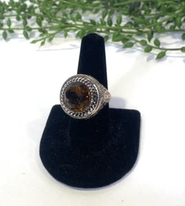 Premier Designs Jewelry Brown Mink Two Tone Statement Silver Gold Ring Sz 8.5 - Picture 1 of 10