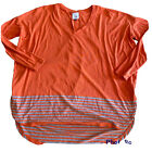 Cabi Hangout Tee T Shirt Orange WOMENS Size XXS Hi Lo Stripes Long Sleeves