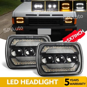2x Black 7x6" LED Headlights Hi-Lo Beam DRL light For Nissan D21 Pickup 1986-94 - Picture 1 of 9