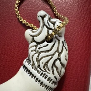 Chinese Antique Tibet Faux Tooth Gold Chain Nice protective talisman Pendant - Picture 1 of 5