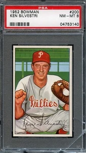 BB - 1952 Bowman - #200 - Ken Silvestri - PSA 8 - casi nuevo-como nuevo - Imagen 1 de 2