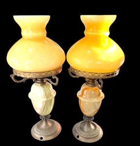 Vintage Onyx And Brass boudoir lamps - Picture 1 of 9