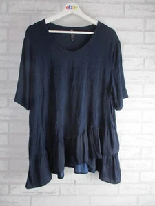 TS womens tunic top blouse navy blue round neck 18 aysmetric hem - Picture 1 of 7
