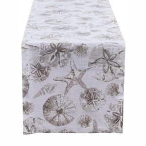 Beach Cove Seashell Cotton Coastal Country Cottage Table Runner - Picture 1 of 2