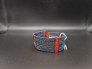 African Cuff Bracelet Glass Beaded Maasai Tribe Handmade Tanzania Africa 7"L1"W - Picture 1 of 5