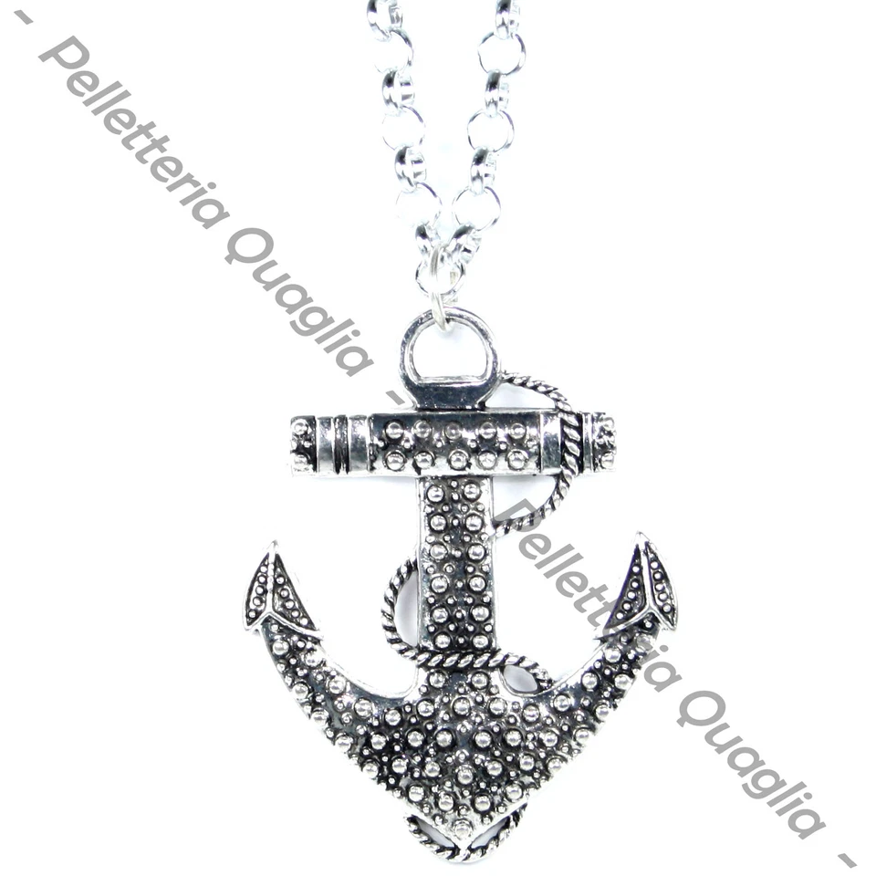Collana Catena Lunga Regolabile Ciondolo Argento Tibetano Ancora Mare Marinaio - Immagine 1 di 1