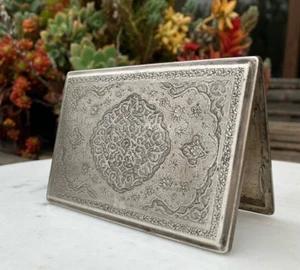 Antique Museum solid silver 84 Cigarette case box handmade needle Engraving - Picture 1 of 17