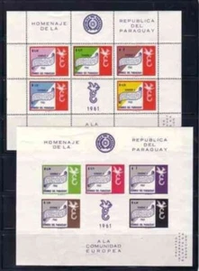 PARAGUAY 1961 # 627a BLOCKS 14&16 EUROPA PERF & IMPERF SOUVENIR SHEETS -S3972-RD - Picture 1 of 1