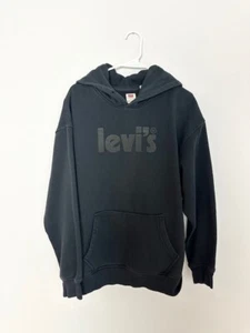 Levi's Men's Sweatshirt Hoodie Size L Black Logo Kangaroo Pocket Long Sleeves - Picture 1 of 11