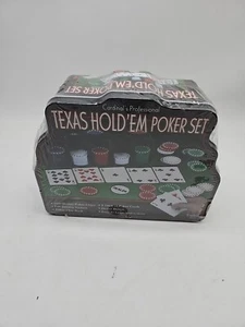 Texas Hold'em Poker Game Set Chips Rack Cards Dealer Button Felt Playing Surface - Picture 1 of 2