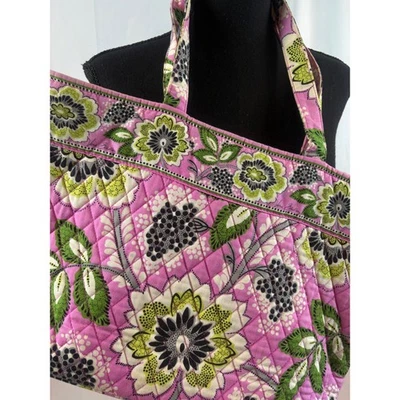 Vera Bradley Quilted Tote Bag Pink Floral Pattern Large Shoulder Bag - Image 1 of 4