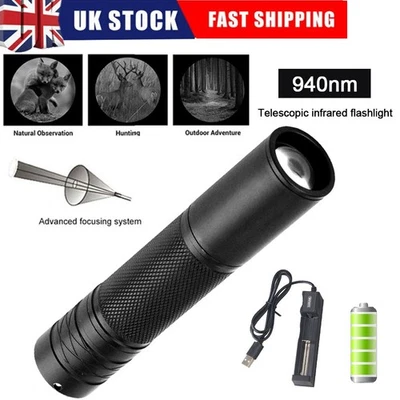 Mini linterna LED infrarroja zoom 940nm recargable con luz de visión nocturna IR - Imagen 1 de 4