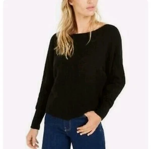 Bella Tilley x Bar III schwarzer Langarm-Strickpullover mit Rundhalsausschnitt Extra Small - Bild 1 von 5