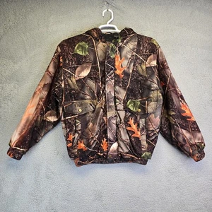 WFS Burly Camo Hunting Jacket Adult M Brown Woodland Hooded Full Zip Coat - Picture 1 of 17