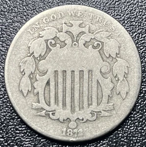 1872 Shield Nickel 5 Cents 5C Ungraded Circulated - Picture 1 of 2