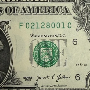 Quad Triple 0s Pair 2s 1s Birthday Note 02-12-80 Fancy Serial Number One Dollar - Picture 1 of 6
