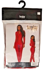 Forplay sexy metallischer Overall Reptil mit Reißverschluss vorne rot Größe Large/XL - Bild 1 von 4