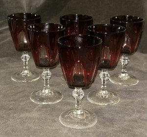 Cristal d'Arques Durand GOTHIC ARCH Ruby Red SET 6 Cordial Whiskey Glasses 3.25” - Picture 1 of 9
