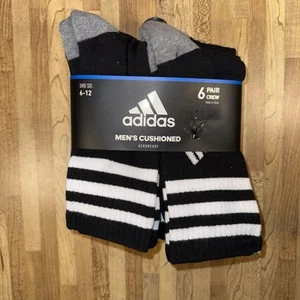 Pack de 6 calcetines Adidas Aeroready Crew largos negros blancos para hombre - Imagen 1 de 2