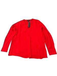 NWT Banana Republic Blouse Women Size Medium Red V Neck Long Sleeve Work Top - Picture 1 of 10