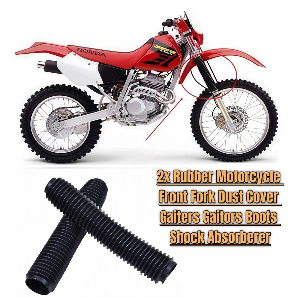 2x Goma Moto Horquilla Delantera Cubierta Antipolvo Polainas Polainas Botas Amortiguador Foto 1 de 4