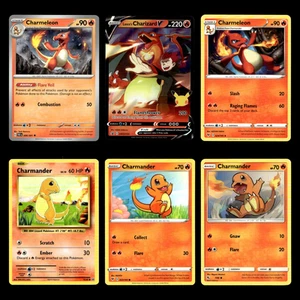 6x Lance's Charizard V Charmeleon Charmander Lot Pokemon Cards Set Holo - Picture 1 of 2