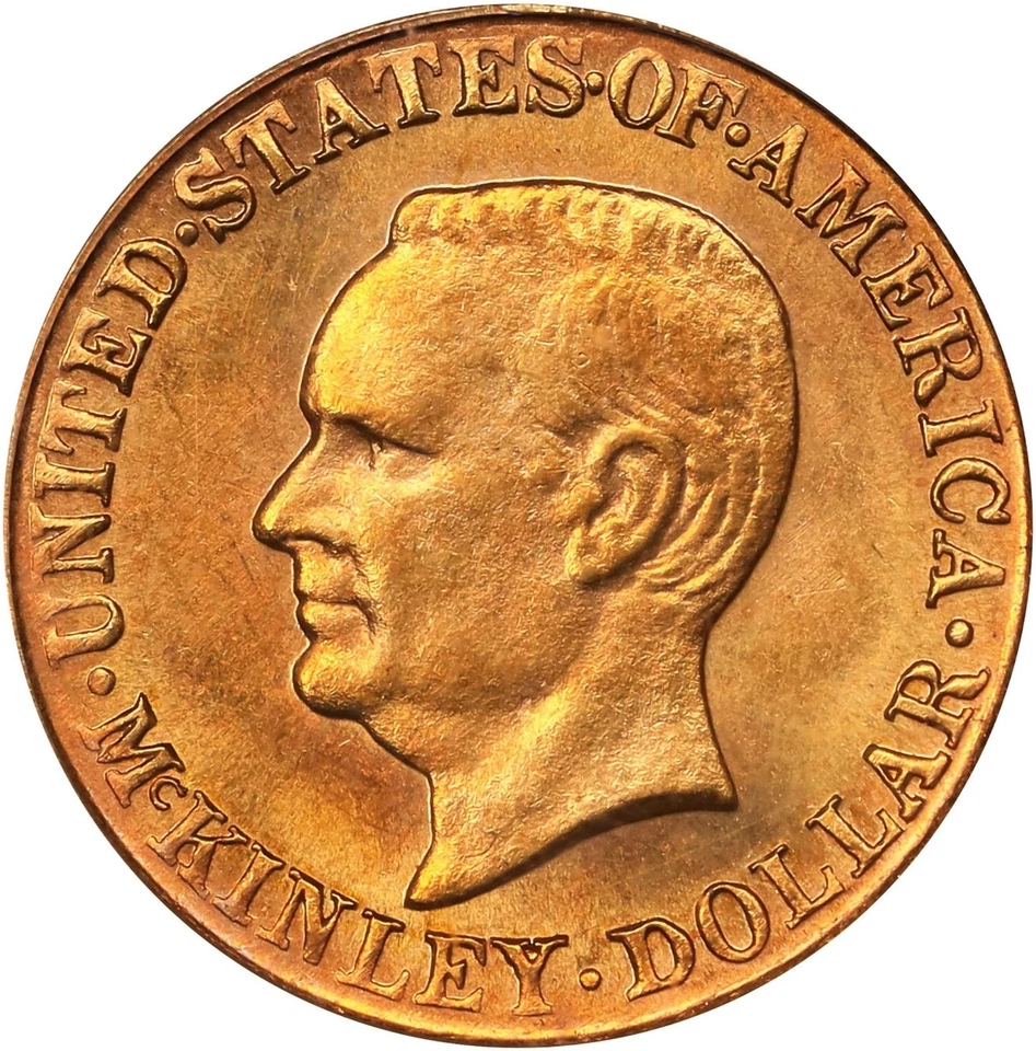 U.S. 1917  McKINLEY  1 DOLLAR GOLD COIN,CHOICE UNCIRCULATED, PCGS CERTIFIED MS62 - Image 1 of 4
