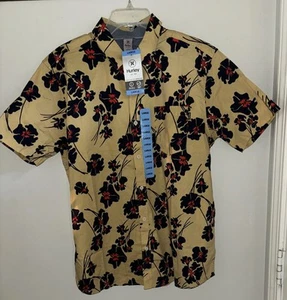 Camisa Hawaiana Hurley Para Hombre Tejida Patio Camisa L Flores Nueva Azul Rojo Arce - Imagen 1 de 3